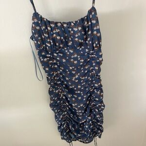 Cotton Candy La blue mini dress with synching on bottom and ties